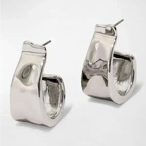 Alexis Bittar Molten Silver Ribbon Hoop Earrings